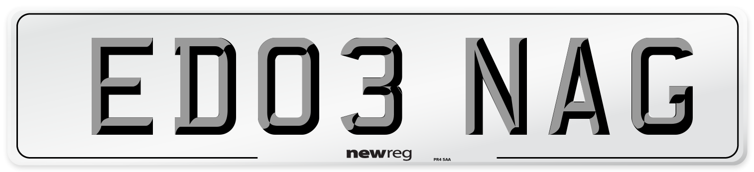 ED03 NAG Number Plate from New Reg